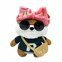 Soft toy "Dog" K0201 (Beige) with assorted clothes, 30 cm