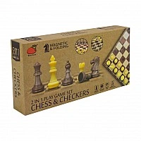 Set of board games "Magnetic chess, checkers" 2 in 1 2258, 24x24x2.5 cm