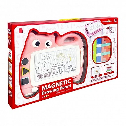 Магнітна дошка для малювання "Котик" 2 в 1 QY228(Pink) тетрис, пазли