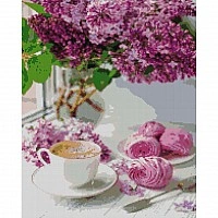 Diamond mosaic "Lilac and Coffee" DBS1106, 40x50 cm