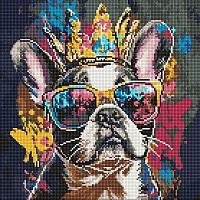 Diamond mosaic "Bright Bulldog" ©art_selena_ua AMO8205, 40x40 cm