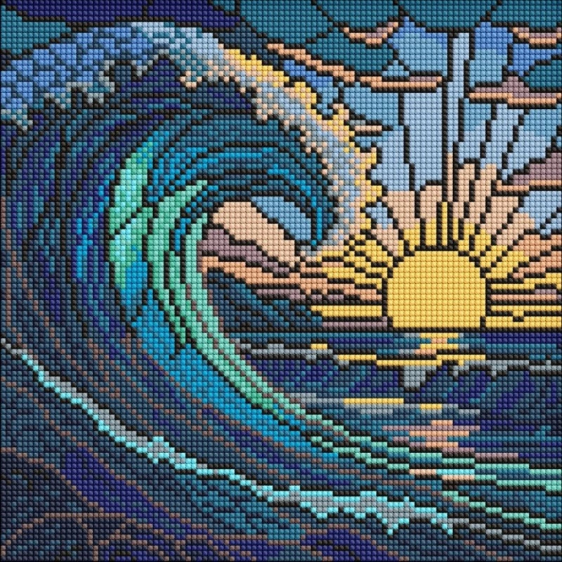 Алмазна мозаїка "Вітраж. Хвиля" ©art_selena_ua AMO8320