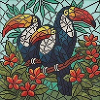 Diamond mosaic "Stained Glass. Trio of Toucans" ©art_selena_ua AMO8345