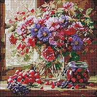 Алмазная мозаика "Букет и фрукты" ©art_selena_ua AMO8314, 40х40 см