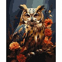 Painting by numbers "Forest Owl with Metallic Extra Paints" KHO6583 40x50cm