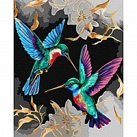 Painting by numbers "Hummingbird Dance" KHO6590 with metallic paints extra 40x50cm