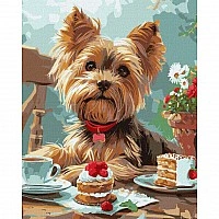 Painting by numbers "Yorkie Tea Party" KHO6629 40x50 cm