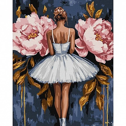 Живопис за номерами «Балерина з рожевими півонями» ©art_selena_ua KHO8662, 40x50 см