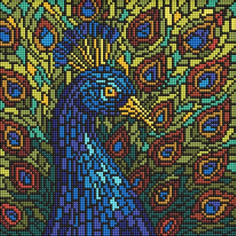 Алмазна мозаїка «Вітраж. Павич" AMO8323, 30x30 см