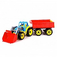 3688TXK Toy Tractor with Bucket and Trailer, 2 Colors Multicolor