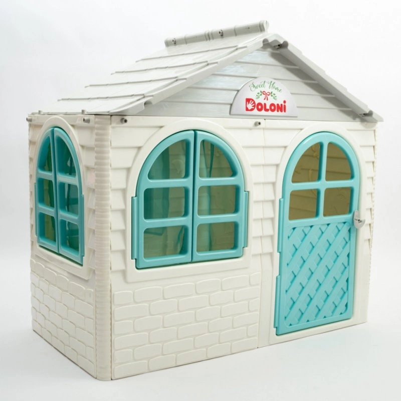 Ігровий Будиночок зі шторками Doloni Toys 02550/15 Біло-Бірюзовий