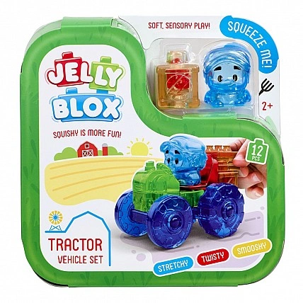 Дитячий сенсорний конструктор "Фарбовий трактор" Jelly Blox 932945, 12 деталей