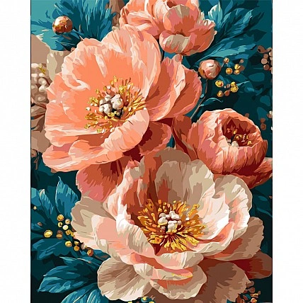 Картина по номерам "Розовые пионы" LW3170-01 с красками металлик 40х50 см