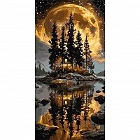 Painting by numbers "House in the forest" LW5184 with metallic paints 40x80 cm
