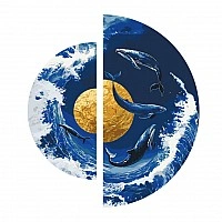 Painting by numbers "Dance of the whales on the golden planet" OSR1002 with metallic paints 67x67 cm