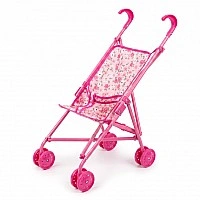 Коляска для ляльок Рожева квіточка 9302 W-22 тростинка