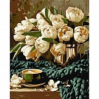 Painting by numbers "Bouquet of flowers with coffee" LW30980-01, 40x50 cm