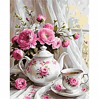Painting by numbers "Fragrant tea with flowers" LW3506, 40x50 cm