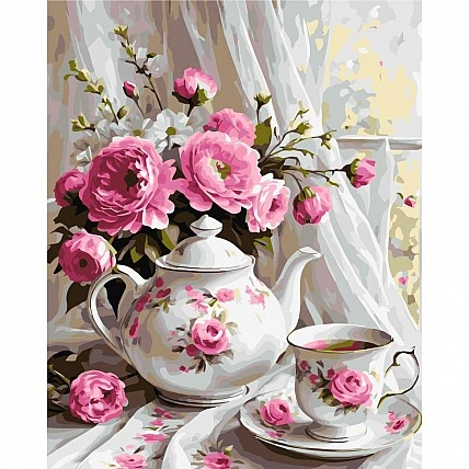Painting by numbers "Fragrant tea with flowers" LW3506, 40x50 cm