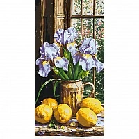 Painting by the numbers "Bouquet of irises with lemons" LW5117, 40x80 cm