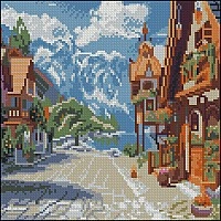 Diamond mosaic "Mountain town" FZ3030-05, 30x30 cm
