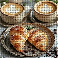 Diamond mosaic "Coffee with croissants" FZ3030-07, 30x30 cm