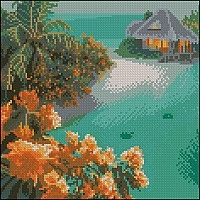 Diamond mosaic "House on an island" FZ3030-15, 30x30 cm