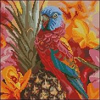 Diamond mosaic "Tropical parrot" FZ3030-22, 30x30 cm