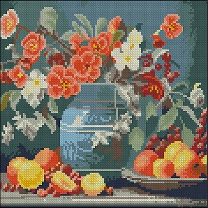 Diamond mosaic "Flowers and fruits" FZ3030-23, 30x30 cm