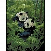 Diamond mosaic "Pandas in the forest" FZ3040-08, 30x30 cm