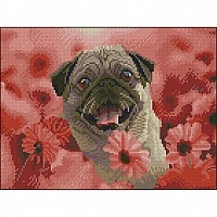 Diamond mosaic "Happy Pug" ZAV3040-62, 30x40 cm