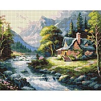 Алмазная мозаика "Домик в горах" ©art_selena_ua AMO20002, 40х50 см