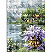 Діамантова мозаїка "Бузковий кошик" ©art_selena_ua AMO8098, 30х40 см