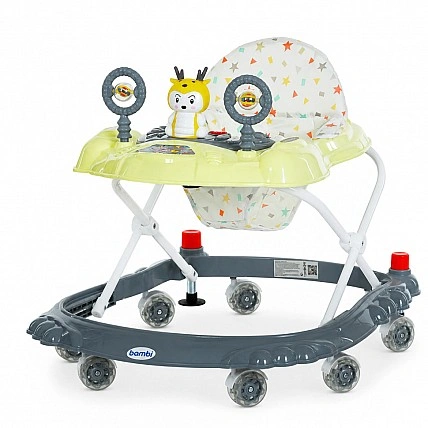 M 3168-1 (Gray) Baby Walker with Music and Light Effects, with Brake