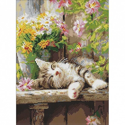 Алмазна мозаїка "Муркотливий сон" AMO20323, 30х40 см