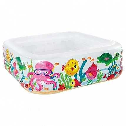 Children's pool Square 57471-2, 3 rings, 340 l, non-inflatable bottom, 159-159-50 cm