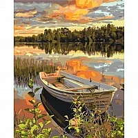 Paint by Numbers "Boat at Sunset" LW2196, 40x50 cm