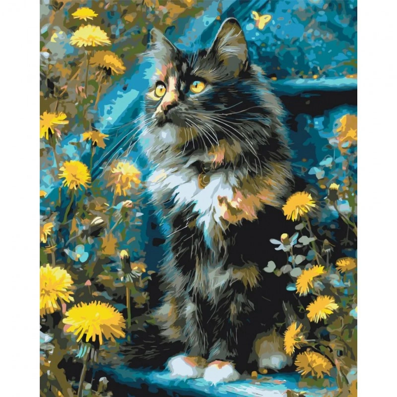 Картина за номерами «Котик у кульбабах» LW3009-01, 40х50 см