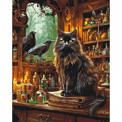 Paint-by-numbers kit "The Black Cat and the Magic of Elixirs" LW3039-01, 40 x 50 cm