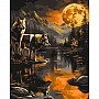 Painting by numbers "A Pair of Wolves at Night" LW30780 with metallic paints 40x50 cm
