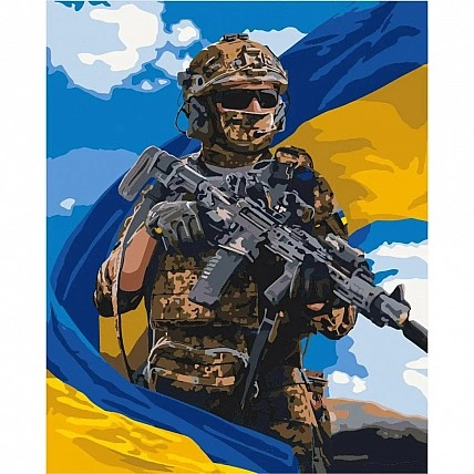 Painting by numbers "AFU warrior with flag" LW3268, 40x50 cm
