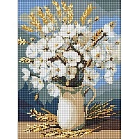 Diamond mosaic "White Poppies and Wheat" ©art_selena_ua AMO20053, 30x40 cm