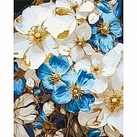 Painting by numbers "White Blue Flowers" LW3293 with metallic paints 40x50 cm
