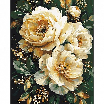 Paint by numbers "Delicate Peonies" LW3327-01 with metallic paints, 40x50 cm