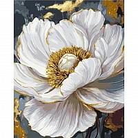 Painting by numbers "White Peony" LW3429 with metallic paints 40x50 cm