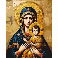 Painting by the numbers "Icon of the Mother of God" LW3431 with metallic paints 40x50 cm