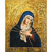 Painting by the numbers "Icon of the Mother of God "Softening of Evil Hearts"" LW3434 with metallic paints 40x50