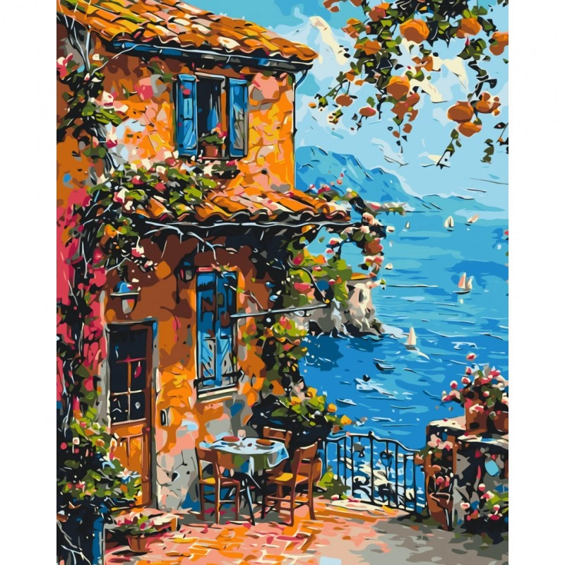 Картина за номерами «Будинок на узбережжі» LW3482, 40×50 см