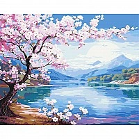 Paint-by-numbers kit "Cherry Blossoms by the River" LW3488, 40 x 50 cm