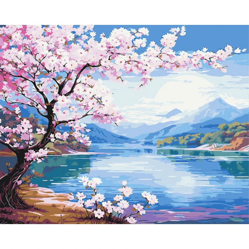 Картина за номерами «Сакура біля річки» LW3488, 40×50 см